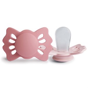 FRIGG Lucky - Symmetrical Silicone 2-Pack Pacifiers - Cedar/Baby Pink - Size 1
